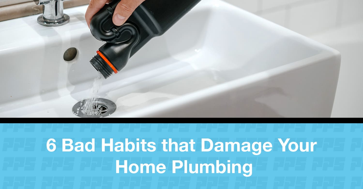 A person pouring drain cleaner down their bathroom sink, damaging their home plumbing.